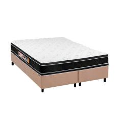 Imagem de Cama Box Queen: Colchão Espuma Castor D33 Black E White Double Face + Base Crc Suede Clean(158X198)