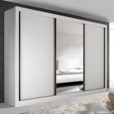 Imagem de Guarda Roupa Casal com Espelho 3 Portas 6 Gavetas Liv Espresso Móveis Branco