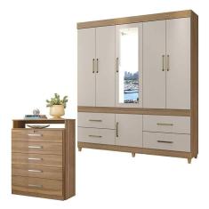 Imagem de Cômoda Triunfo e Guarda Roupa Casal Guarujá Amêndola Off White - Demóbile