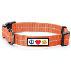 Imagem de Pawtitas Coleira reflexiva para cachorro com costura de linha reflexiva | Coleira reflexiva para cachorro com fivela ajustável e melhor treinamento Ótimo para cães pequenosPawtitas Small, 5/8 Inch Wide rosa