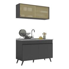 Imagem de Armário de Cozinha Compacta 120cm Veneza Multimóveis V2140 Preto