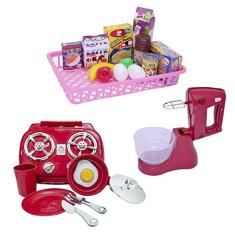 Imagem de Cozinha Infantil Batedeira Menino Vermelho Mercado Fogão 21p