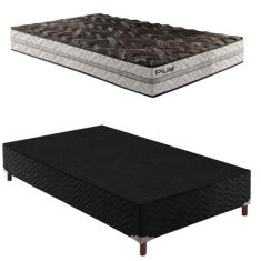 Imagem de Box Solteiro Íris 42x88x188cm com Colchão Solteiro Unique D33 Plus Duoface 20x88x188cm Preto Elegancy