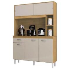 Imagem de Armário de Cozinha Duda 120cm 5 Portas 1 Gaveta Poquema Cor Damasco Of