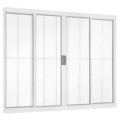 Imagem de Janela de Correr 4 Folhas com Grade Central Branco 120x150cm Ecosul Esquadrisul