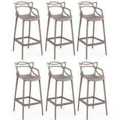 Imagem de Kit 6 Banquetas Allegra Com Encosto Design Cozinha/bancada - Fendi