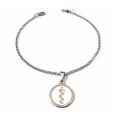 Imagem de Pulseira Aço Inox Medicina Enfermagem Detalhe Branco