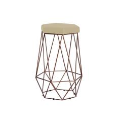 Imagem de Banqueta Rubel Base Bronze Veludo Bege Gran Belo