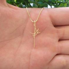 Imagem de Corrente Colar Com Pingente Fé Banhado Ouro - Semi Joias