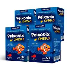 Imagem de 4x Peixonix Ômega 3 Kids Infantil Mastigável Cereja 60 Caps