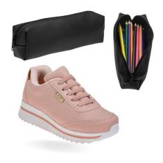 Imagem de Tenis Infantil Feminino Plataforma Alta Sapato De Menina Plataforma E