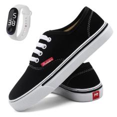 Imagem de Tenis Polo Cano Baixo Kit Com Relogio Skateboard Casual Feminino-Feminino
