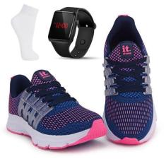 Imagem de Kit Tênis Academia Feminino + Relógio Digital Led + Meia - It Shoes