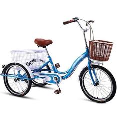 Imagem de Triciclo adulto ao ar livre 50,8 cm armação de aço carbono 3 rodas bicicletas com cesta de compras e encosto de assento para recreação compras piqueniques pedal de exercício ciclismo