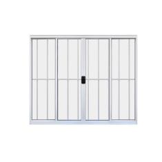 Imagem de Janela 4 Folhas De Correr c/ Grade 1.00 X 1.50 Alumínio Branco Linha Modular - Hale