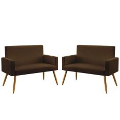 Imagem de Kit 2 Poltronas Namoradeiras Decorativas Estofadas Vega Sued Marrom Aradecor