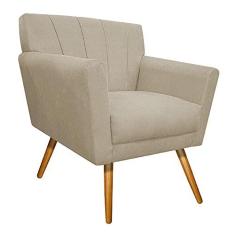 Imagem de Poltrona Decorativa Laura Pés Palito Mel Suede Bege - Amarena Móveis