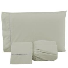 Imagem de Jogo De Lençol King 3 Peças Percal 400 Fios Ponto Palito - Linda Casa