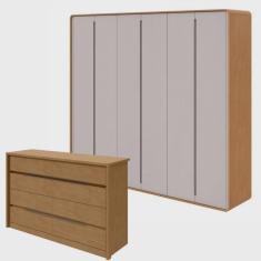 Imagem de Conjunto de Guarda-roupa Casal Loop 6 Portas e Cômoda 8 Gavetas Urban