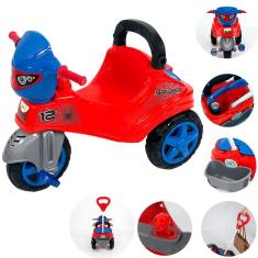 Imagem de Triciclo Infantil Andador Com Pedal Carrinho Com Empurrador Haste Maral Cor VERMELHO-AZUL