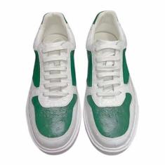 Imagem de Tênis masculino autêntico de pele de avestruz real, azul, verde, cores mistas, casual, couro exótico, masculino, cadarço, Verde, 41