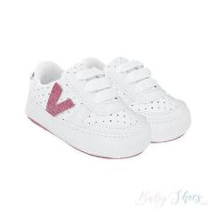 Imagem de Tênis Infantil Starzinho Vision Branco Com Glitter Rosa - Linha Baby/B