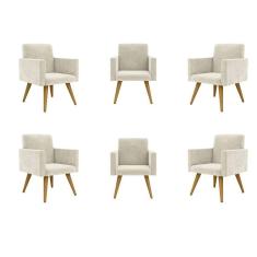 Imagem de Kit 06 Cadeiras Poltronas Decorativa - Escritório - Recepção Cor:bege
