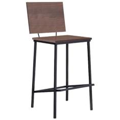 Imagem de Banqueta Alta Base Aço Preto I01 Madeira Taeda Castanho Dmobiliario