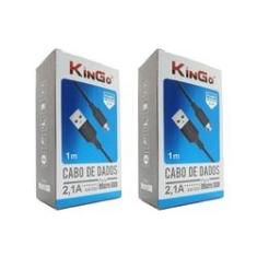 Imagem de Kit 2 Cabos Usb V8 Kingo Preto 1M 2.1A Para Galaxy J2 Prime