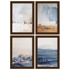 Imagem de Quadros Abstratas Moldura Marrom 22x32cm 4un