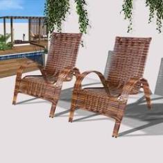 Imagem de Conjunto 2 cadeiras de área externa varanda e jardim em junco