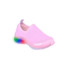 Imagem de Tênis de Led Infantil Feminino Ortopé Dna Light Calce Fácil Rosa Chiclete