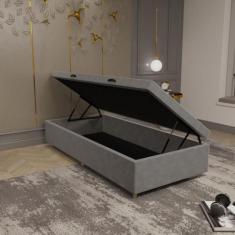 Imagem de Base Box Baú 88cm Suede Multi JSW - JSW Moveis, Cinza