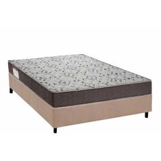 Imagem de Conjunto Box Viúva: Colchão Anatômico Ortobom D45 ISO 150 Mega Firme + Base CRC Suede Clean (128x188)