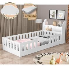 Imagem de Cama de Criança Helo Solteiro com Colchão + Nicho e Led Branca + Acomp