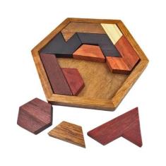 Imagem de Quebra-Cabeças 3D Hexagonal de Madeira Montessori para Crianças - Brin