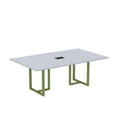 Imagem de Mesa de Reunião Retangular com Power Box 200x90cm Mr2000p25tub Cinza/Verde