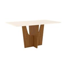 Imagem de Mesa Para Cozinha Vértice Sc36 + Tampo Madeirado Reto 160x90cm Nature-off White - Henn