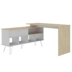 Imagem de Mesa Escrivaninha Industrial 136cm Dhabi A06 Carvalho/Branco - Mpozena