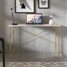 Imagem de Escrivaninha 76 Cm Estilo Industrial Dourado Off White
