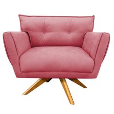 Imagem de Poltrona Giratória Anitta Suede Base Madeira Rose