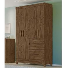 Imagem de Guarda Roupa Solteiro 4 Portas 4 Gavetas Castanho