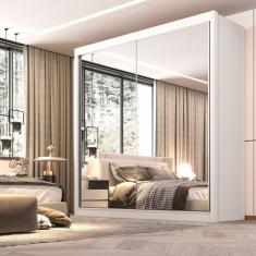 Imagem de Guarda Roupa Casal 2 Portas com Espelho 6 Gavetas 100% MDF California D Doro Moveis Branco