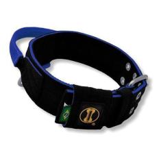 Imagem de Coleira Tática K9 Com Alça Cachorro Grandes (Preto/Azul) - Amorosso