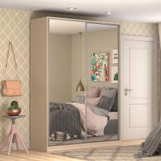 Imagem de Guarda Roupa Solteiro com Espelho 2 Portas 3 Gavetas Nova Mobile Noce