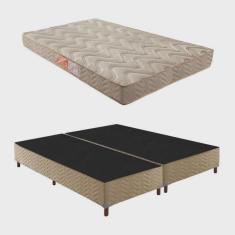 Imagem de Box Queen Florença 42x158x198cm com Colchão Queen Unique D33 Duoface 25x158x198cm Rustico Bege