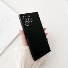 Imagem de Capa de telefone quadrada de silicone macio TPU de cor sólida para iPhone 15 14 13 12 Mini 11 Pro Max XS X XR 7 8 Plus SE Capa traseira à prova de choque, preta, para iPhone 15 Plus