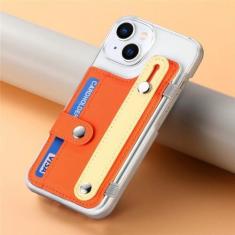 Imagem de Capa de telefone com pulseira de silicone transparente para iPhone 13 12 Mini 15 14 11 Pro XS Max XR X 7 8 Plus Capa de cartão de inserção, laranja, para iPhone 11Pro Max