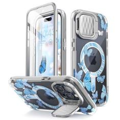 Imagem de i-Blason Capa para iPhone 15 Pro com suporte, [compatível com MagSafe] [suporte de capa de câmera] [protetor de tela embutido], capa de telefone fina e elegante para iPhone 15 Pro, série CosMag,