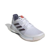 Imagem de adidas Tênis feminino Crazyflight Indoor Court, Branco/Aurora Metálico/Vermelho Brilhante, 34